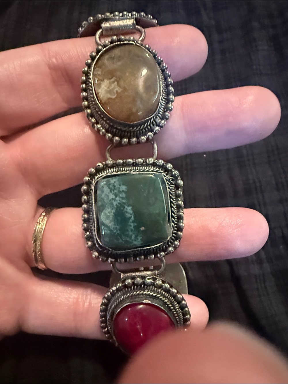 Boho Stone Link Statement Bracelet - Picture 4 of 10